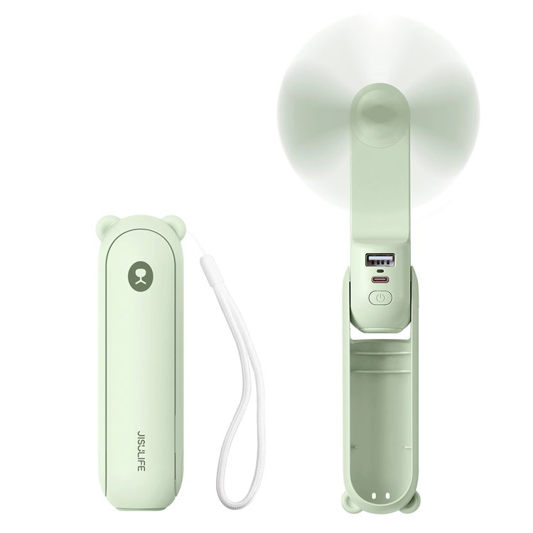 Jisulife Mini Bärbar USB Handfläkt med Powerbank 2000 mAh Life8 - Grön