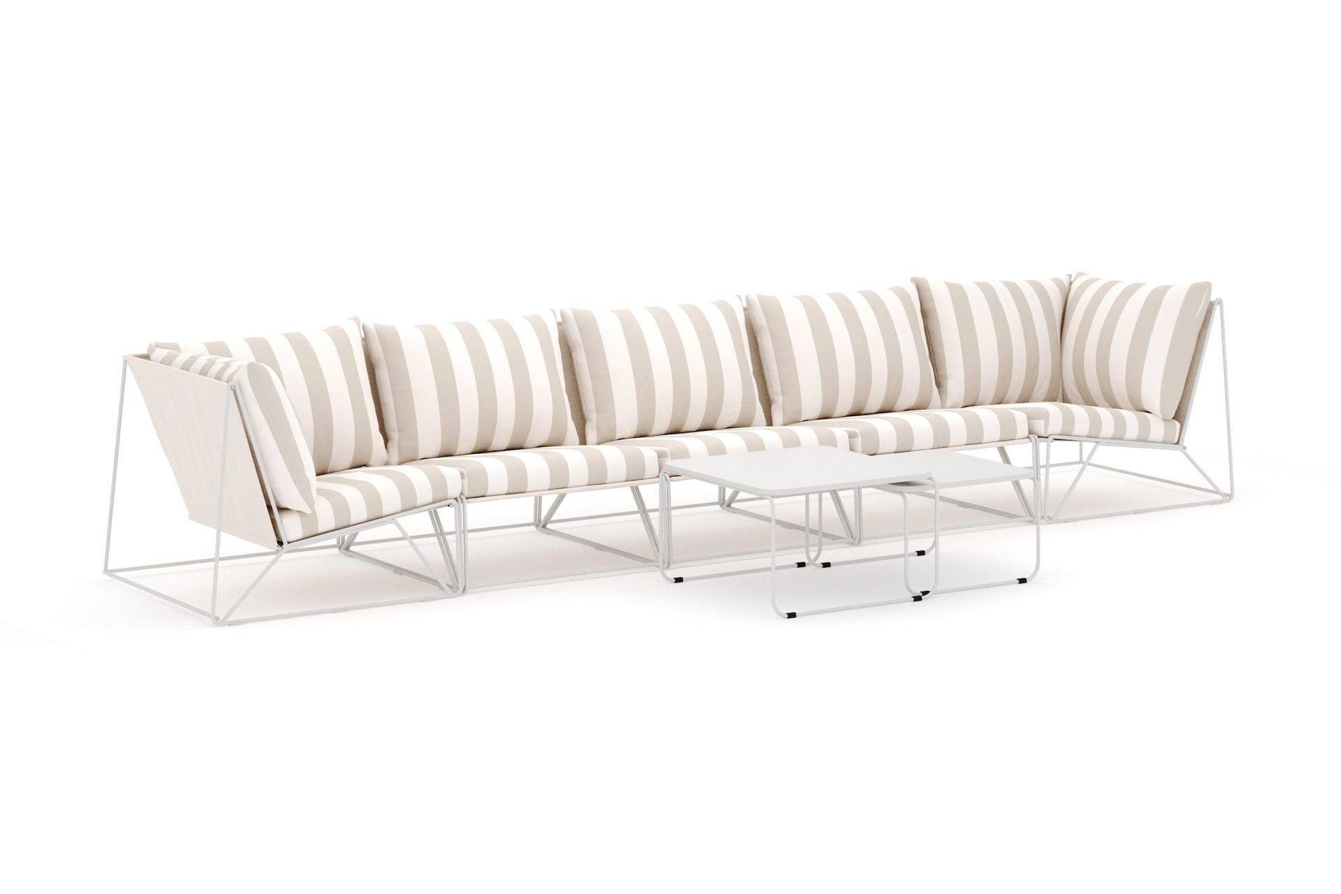 Usteryd utomhus rak 5-sits soffa - Beige/Striped Loungesoffor Comfort Garden