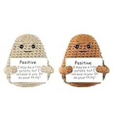 Aolso Mini Potatis Positiv Rolid Docka, 2 St Potatisleksaker Plyschdocka, Söt Stickad Positiv Potatis, Pocket Hug Mini Kreativ Söt Stickad Plysch För Barn Vuxna - Liten