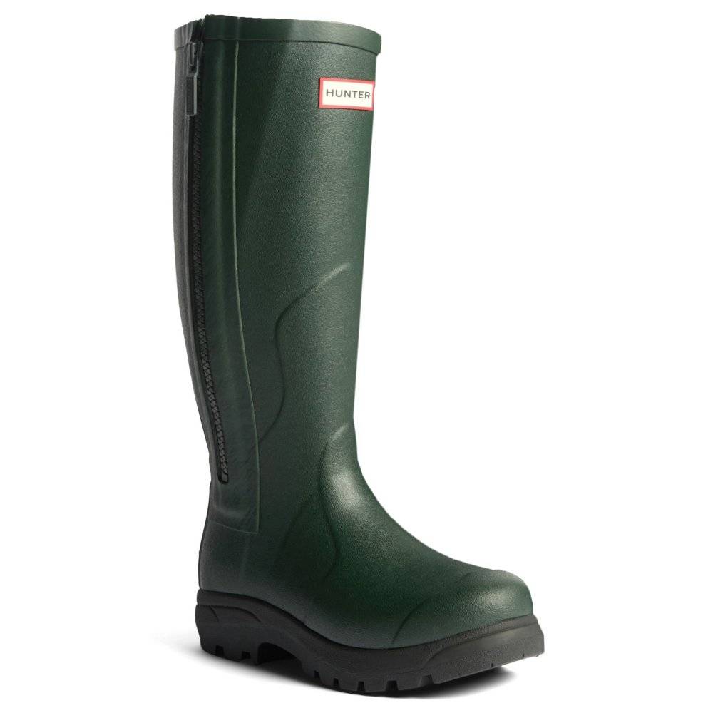 Hunter Balmoral MK II Zip Mens Wellingtons Colour: Dark Olive/Black, Size: 9