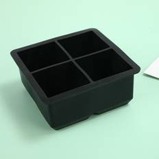 4 fack Stor Isbricka Form , Jätte Livsmedelskvalitet Silikon Isbit Fyrkant Bricka Form , DIY Ice , Iskubs låda - Svart (En-Storlek)