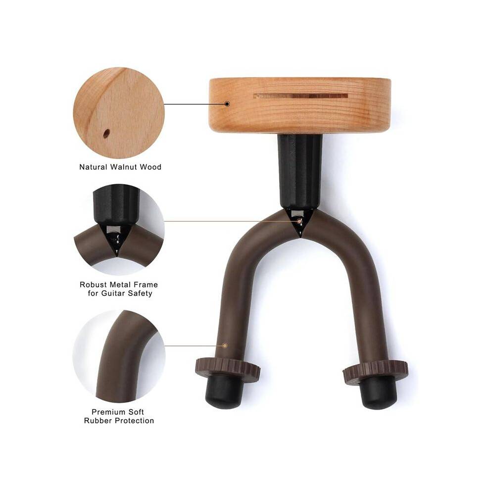 Guitar Wall Mount Holder with Humidity Monitoring Guitar Hanger Hook for Acoustic, Electric, Ukulele, Bass with 5 Picks