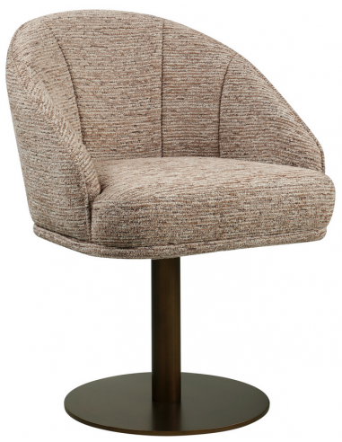 BEVERLY Spisebordsstol med drejefod i metal og polyester H80,5 cm - Antik messing/Brun