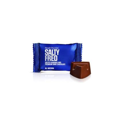 Simply Chocolate - Salty Fred - mandler med mørk chokolade - 1 stk 10g.