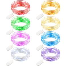 8 pak 2,2 m 20 LED batteridrevne fe-lyskæder mini kobber