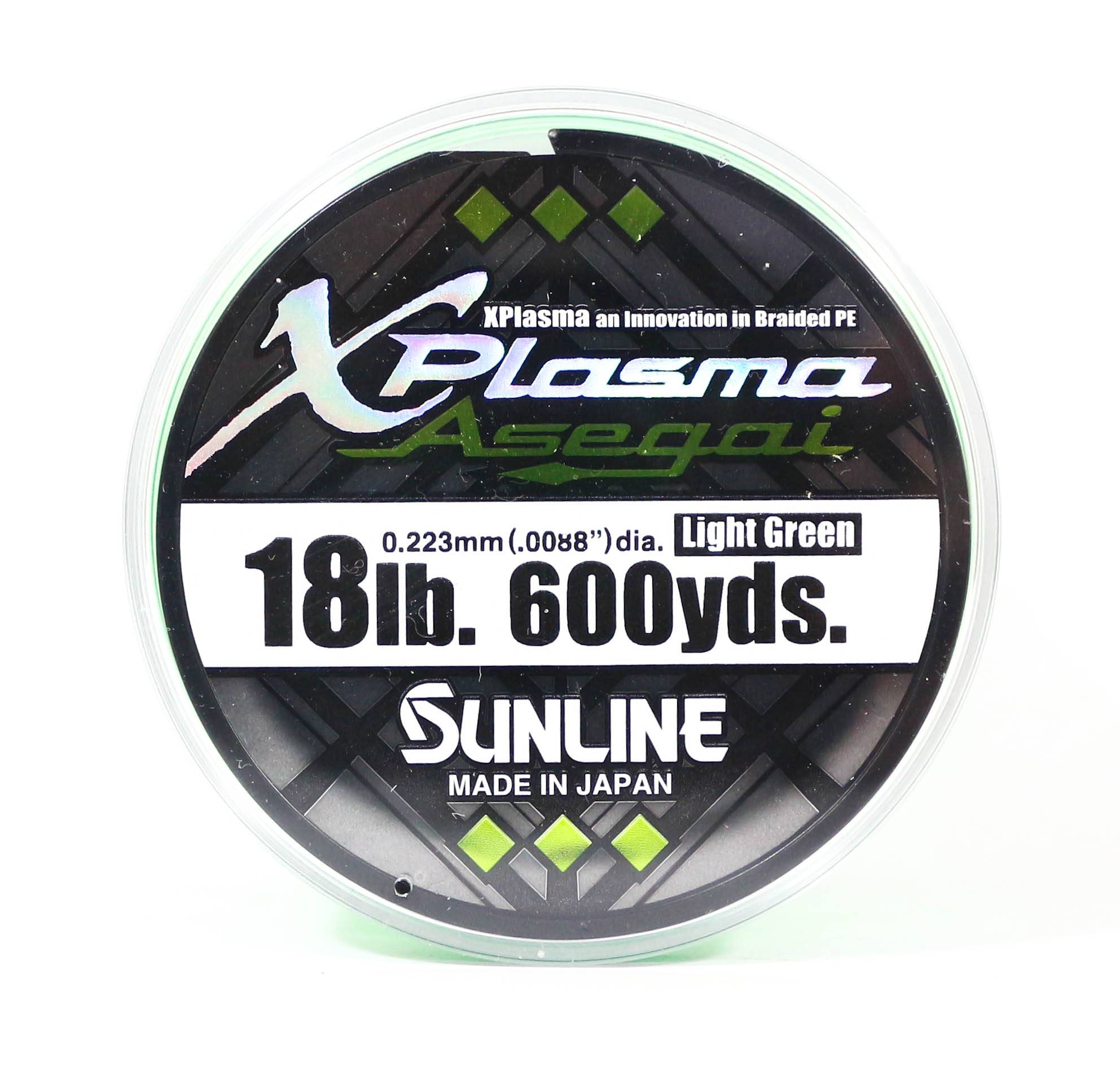 Sunline PE Line Asegai Xplasma 600yds PE 1,7 18lb ljusgrön (5080) ljusgrön färg