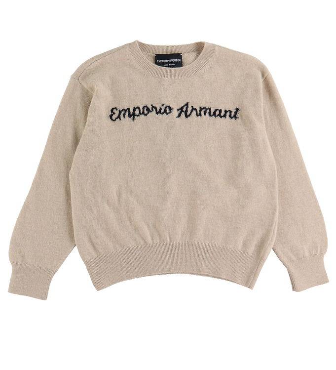 Emporio Armani Tröja - Polyamid/Ull - Beigemelerad m. Svart - Emporio Armani - 12 år (152) - Tröja