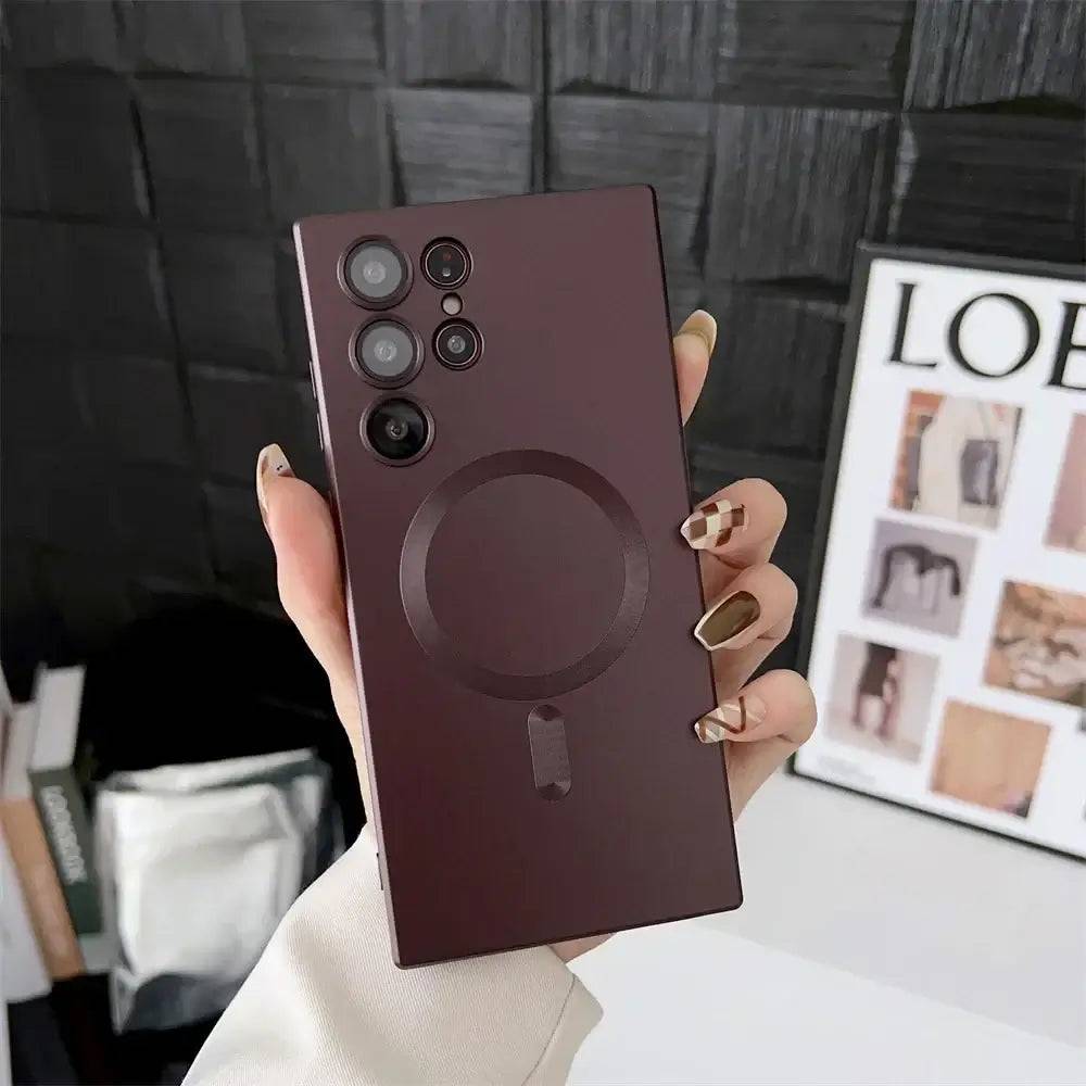 Luxury Matte Magnetic Case for Samsung Phones - Dark Red / Galaxy S21+ 5G