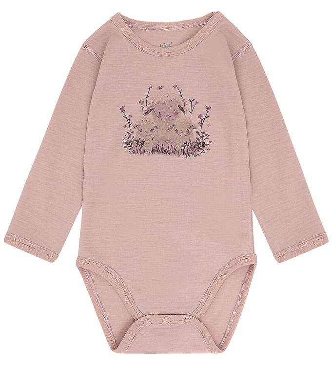 Hust and Claire Body l/ä - Merinoull Ull - HCBo-får - Dusty Rose - Hust and Claire - 3 år (98) - Body L/Ä