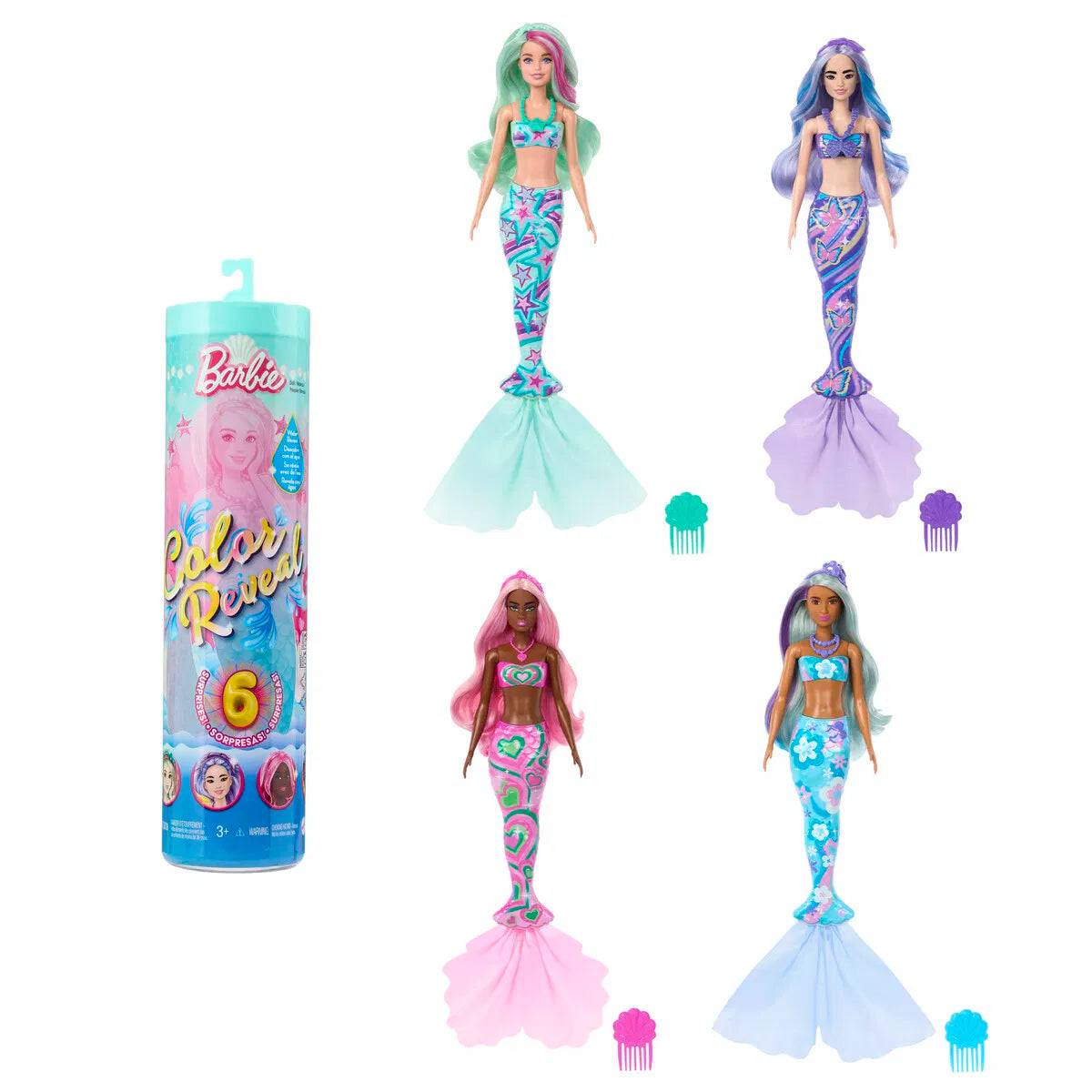 Barbie havfrue colour reveal med 6 overraskelser.