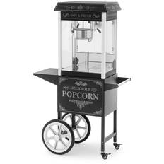 Popcornmaskine med vogn - retro design - sort