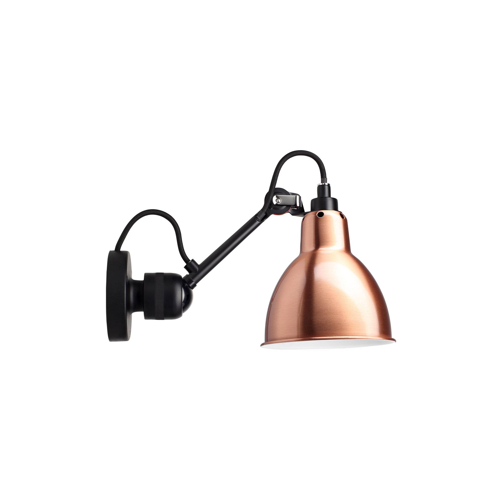 DCWéditions - Lampe Gras No304 - Round - Svart bas, Koppar med vit insida - Sänglampor - Bernard-Albin Gras - Koppar