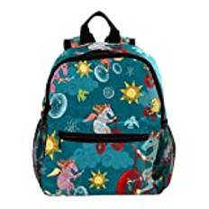 Söt mode mini ryggsäck pack väska konst häst cykling, flerfärgad, 25.4x10x30 CM/10x4x12 in, Ryggsäckar