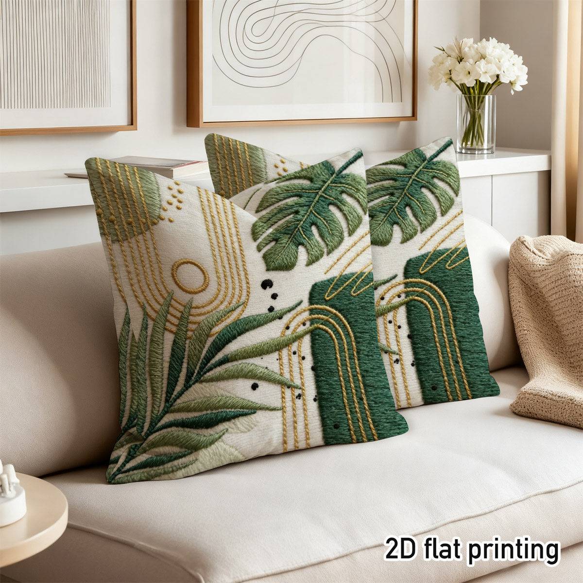2pcs 40x40cm Velvet Cushion Covers Boho Tropical Leaf Embossed Throw Pillow Cases For Home Decor Pillow Insert Not Included. Features A Zipper Closure. A Perfect Gift For
