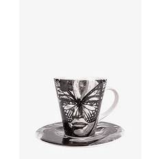 ESPRESSOCUP WITH SAUCER GOLDEN BUTTERFLY B & W