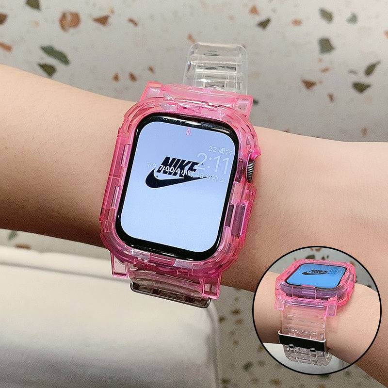 Watch Strap Cute Creative Female All-in-one Protective Cover Case - Pink / C