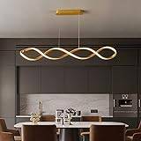LED hängande lampa Matbord hängande lampa Svart höjd justerbar ljuskrona med fjärrkontroll hängande lampa Modern hängande lampa för matsal Vardagsrum sovrum kök kontorslampa (Guld, L100cm)