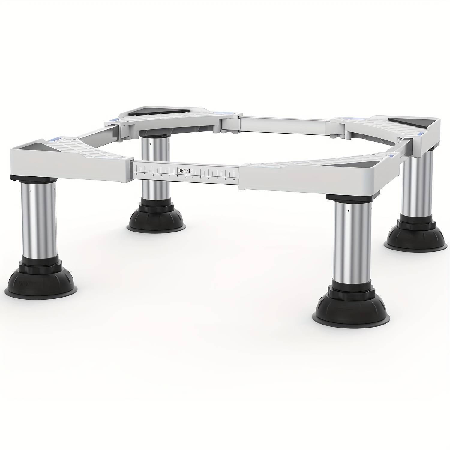 Dewel Washing Machine Base Frame, Adjustable Mini Fridge Stand For Fridge, Dryer And Freezer, 300kg, Adjustable 43-62cm, 20-23cm, White