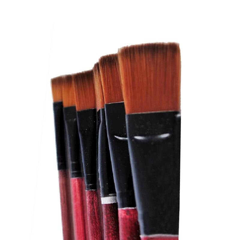 6 st/set konst konstnär tillbehör brun nylon målarpenslar tillbehör tb