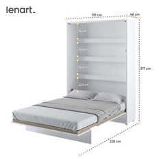 Sängskåp 140x200 vit matt Bed Concept BC-01