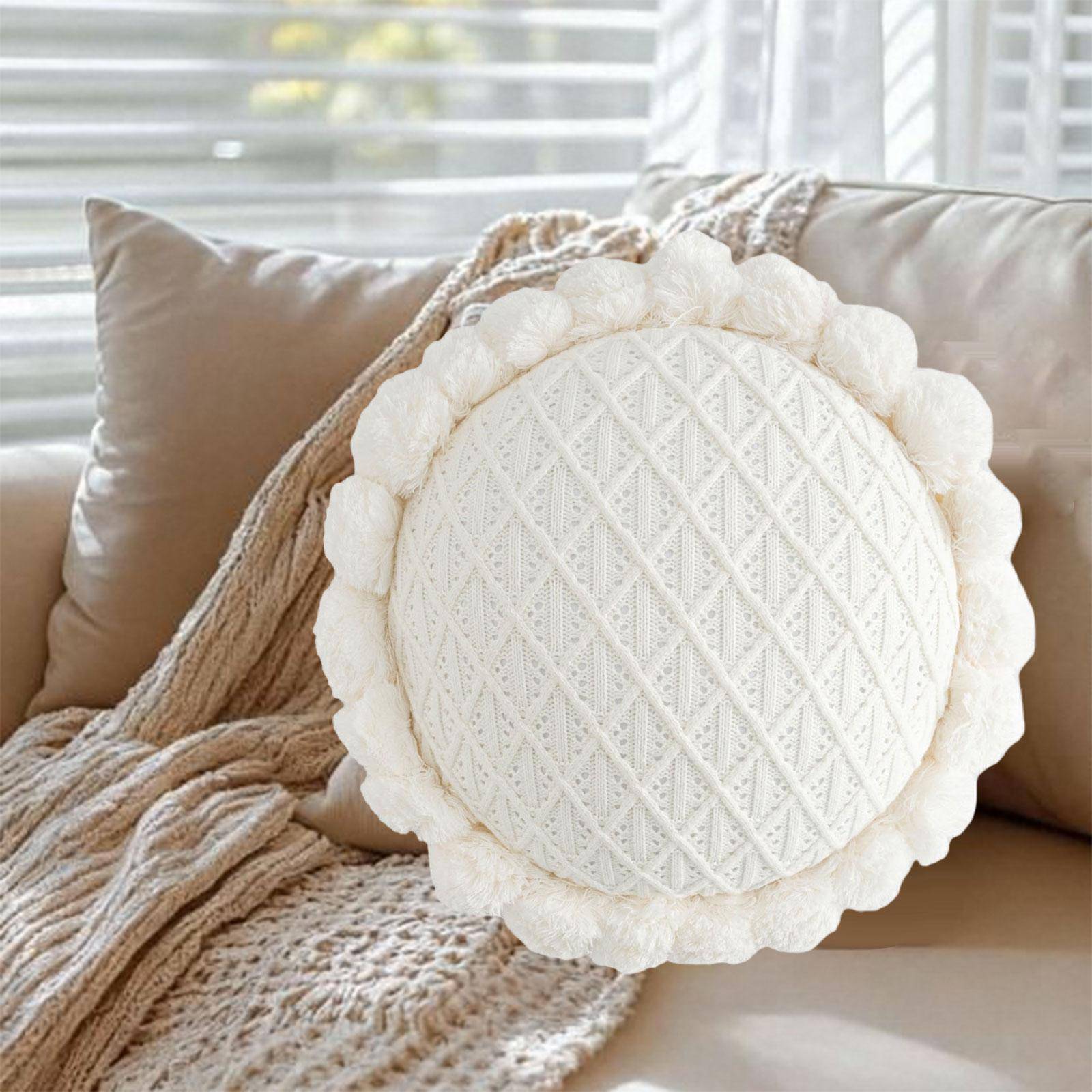 Round Chair Pad Plush Decorative Throw Pillow Modern Cushion for Sofa Bed Floor Home Decor