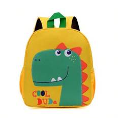 Unisex söt dinosauriemönster bärbar casual axelväska, lämplig för snacks, böcker och utflykter - Gul