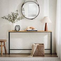 Vintage konsolbord Metall hallbord Dekorativt bord Skänk sidobord B X H X D Ca. 120 X 65 X 20 Cm Natur & Svart FSB19-E - Kaki