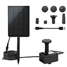 LEDGLE 2,5 W solfontän, USB-dammpump med filter vattenfontänpanel 7 sprayhuvuden, solpump pump 200 l/H flödeskapacitet för utomhusbruk, fontäner, trädgård, fågelbad, damm, fiskbehållare