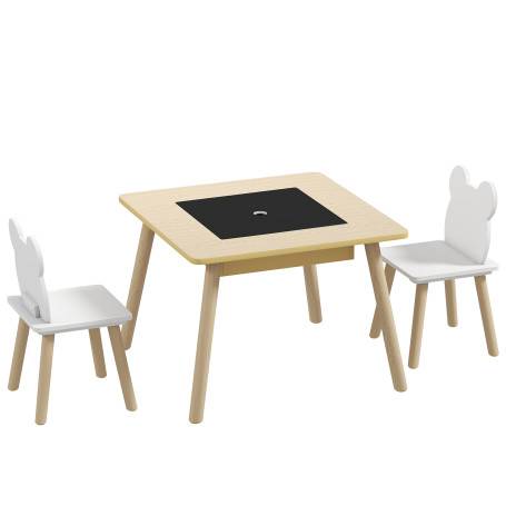 Barnbord Med 2 Stolar Naturfärgad Trä Med Förvaring
