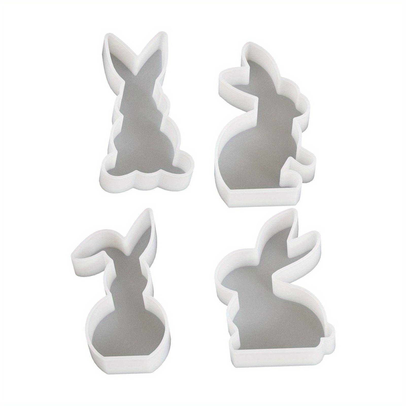 4pcs Bunny Silicone Molds, DIY Candle Making, Gypsum Casting, Resin Jewelry Crafting, Silicone Molds for Crystal Epoxy Resin, Perfect Gift for Easter pack of 4 vit