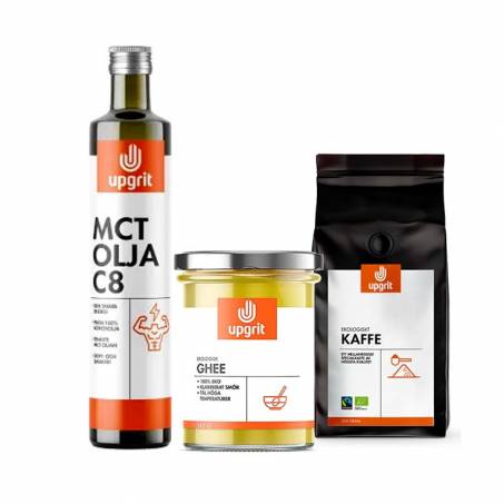 Upgrit - Bulletproof Coffee, Paket med Kaffe, MCT-Olja och Ghee (värde