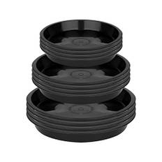 LUTER 12 St Plant Saucer, 11,5/16/18 cm Växtfat Plast, Rund Trädgårdsfat för Växter, Droppbrickor för Blomkrukor för Utomhus och Inomhus Växter (Svart)