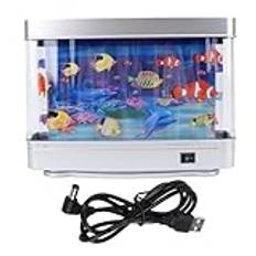 Kuulyn mini skrivbord dekor färgglada akvarium falska fiskbehållare lampa mini dekorativ tropisk fisk konstgjord akvarium nattljus med rörande fisk för barn baby baby