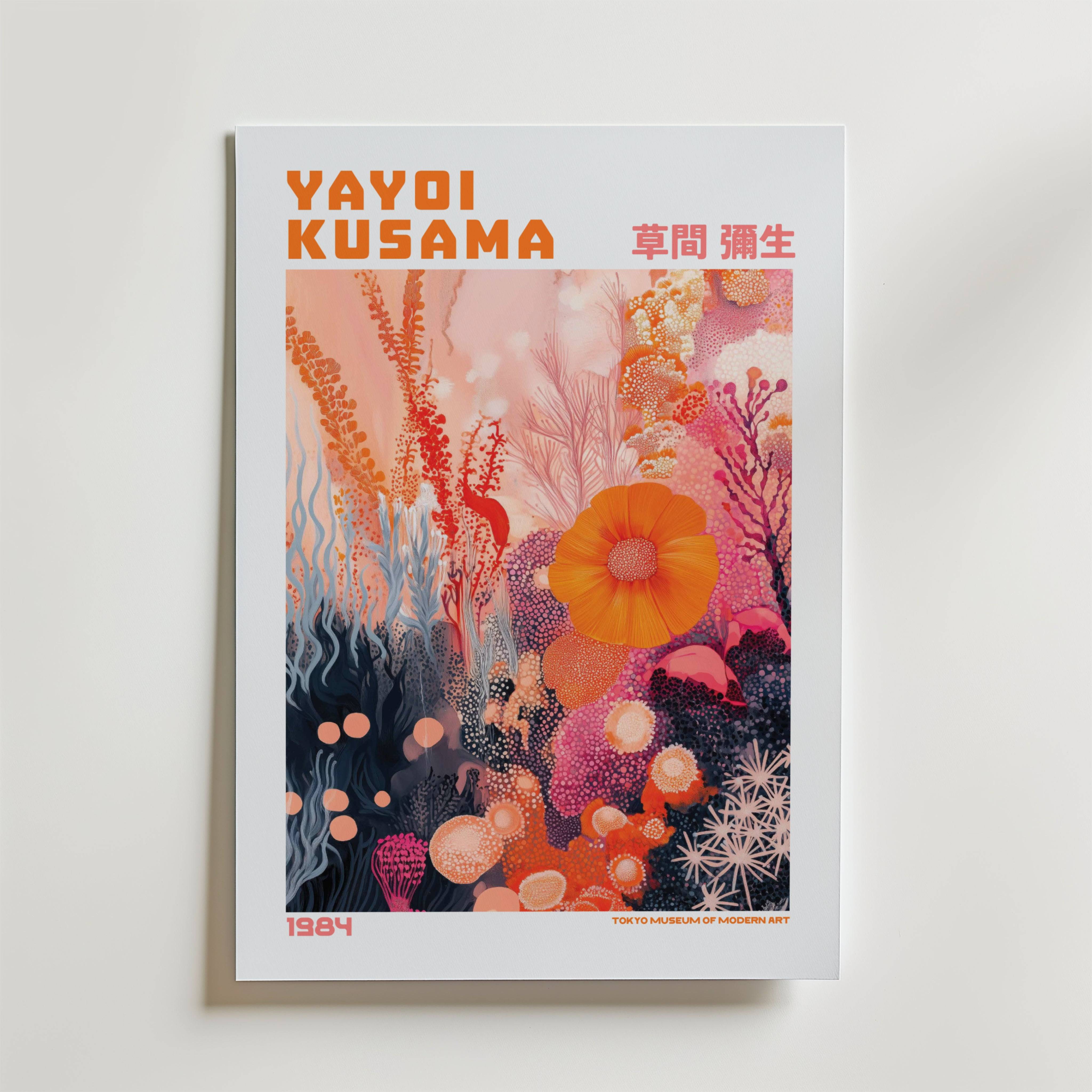Yayoi Kusama Coral Bloom Reverie Poster - Premium Canvas 50x70 cm