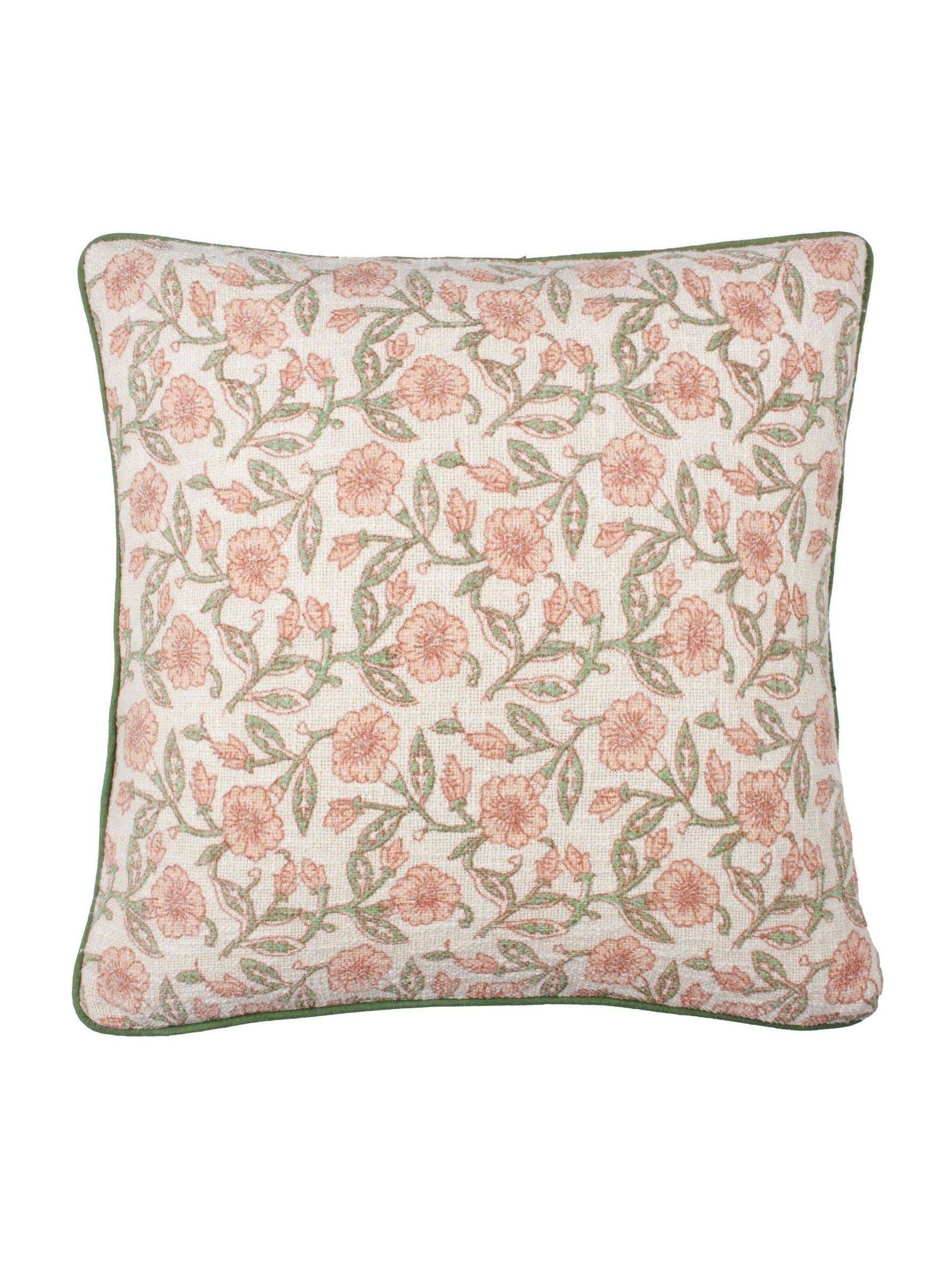 Paoletti Paoletti Coral Seventy Three Delphine Floral Print Piped 100% Cotton Cushion