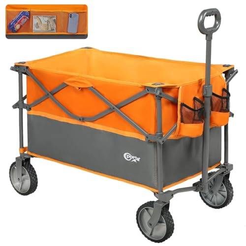 Portalal Rullvagn, vikbar 300 l, XXL, stor lastkapacitet, 120 kg, handvagn med mugghållare, sidoficka, transportvagn, skåpvagn, vikbar strandvagn, vikbar vagn för trädgård, camping, festival
