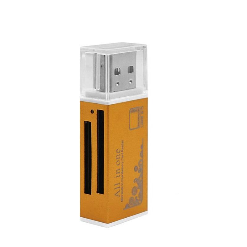 Lägsta pris multi all in 1 micro usb 2.0 minneskortläsare adapter för micro sd hc tf-kort m2 mmc ms pro duo kortläsare - Guld-