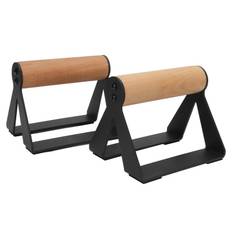 1 Pair Wood Push Up Bars with Ergonomic Handles Heavy Duty Steel Non Slip Handstand Parallettes for