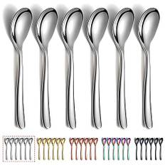 Kyraton Teskedar 6 stycken, 14 cm rostfritt stål kaffeskedar espressoskedar, efterrättsskedar, teskedar, små miniskedar set för fester, diskmaskinssäker