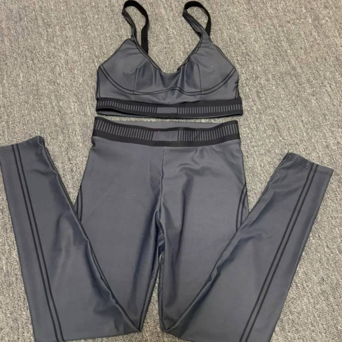 Women Pants And Vest Sports Set Two Piece Running Pilates Yoga Training Fitness Activewear cm