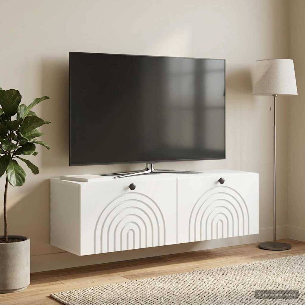 vidaXL Væghængt TV-skab Hvid 98 x 31 x 30 cm Konstrueret træ