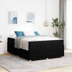 vidaXL Sängram med madrass med madrass Svart 140 x 200 cm tyg