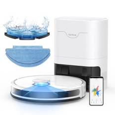 Saugroboter mit Wischfunktion, HONITURE Q6 SE Saugroboter, 3500Pa Staubsauger Roboter mit gespeicherten Karten, ideal für Tierhaare, Teppiche und Hartböden, Laufzeit 200 Minuten (mit 2,5L Saugstation)