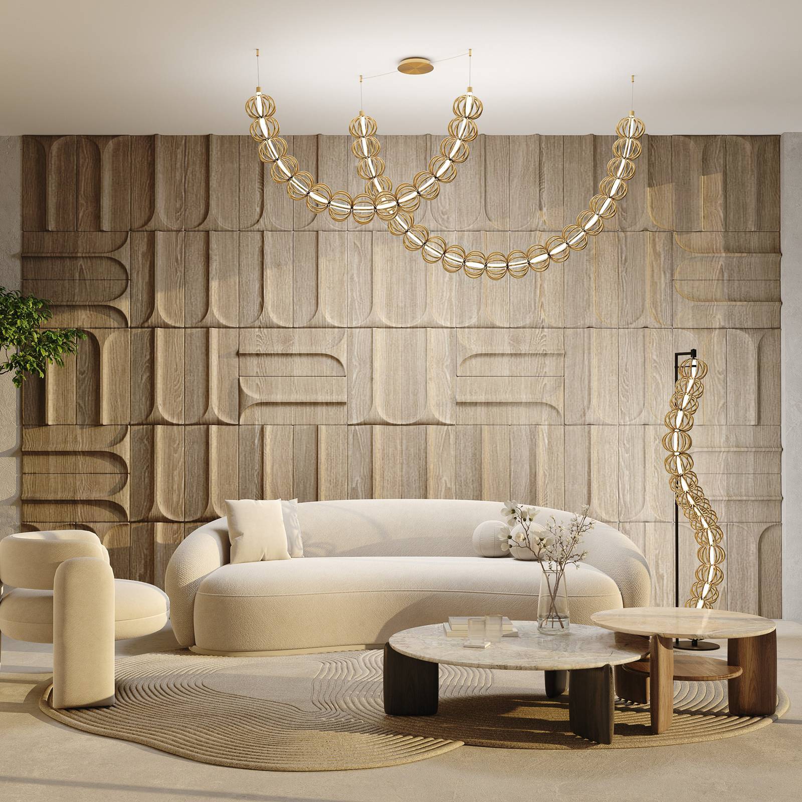 Maytoni LED golvlampa Golden Cage, Vardagsrum / matsal, Metall, LED-golvlampa