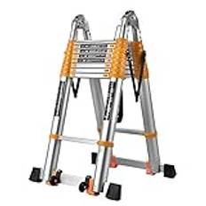 Teleskopstege aluminium för gör-det-själv-verktyg inomhus – A-ram teleutdragbar stege, 150 kg kapacitet 9 m + 2,9 m