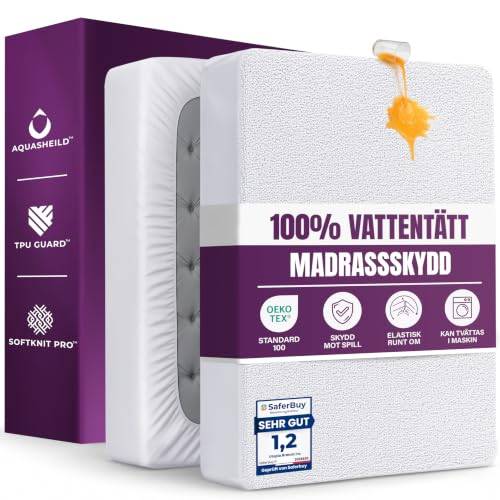 Utopia Bedding Vattentätt madrasskydd – king size-säng (150 x 200 cm), passar upp till 30 cm djupa madrasser, premium frottémadrassöverdrag 200 GSM, andningsbart, passform elastisk runtom