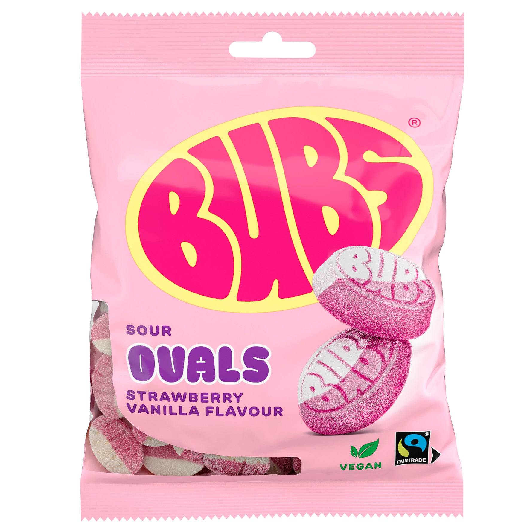 Godis Bubs Sour Ovals Strawberry Vanilla 12x90 g