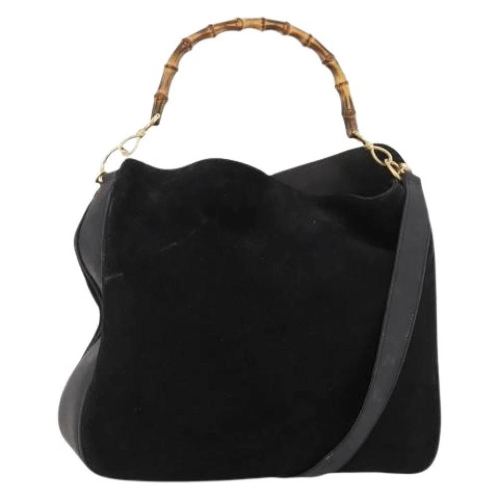 Gucci Vintage Pre-owned Vintage Skuldertaske i ruskind - Vintage - Dame - Sort - ONE SIZE - Uld