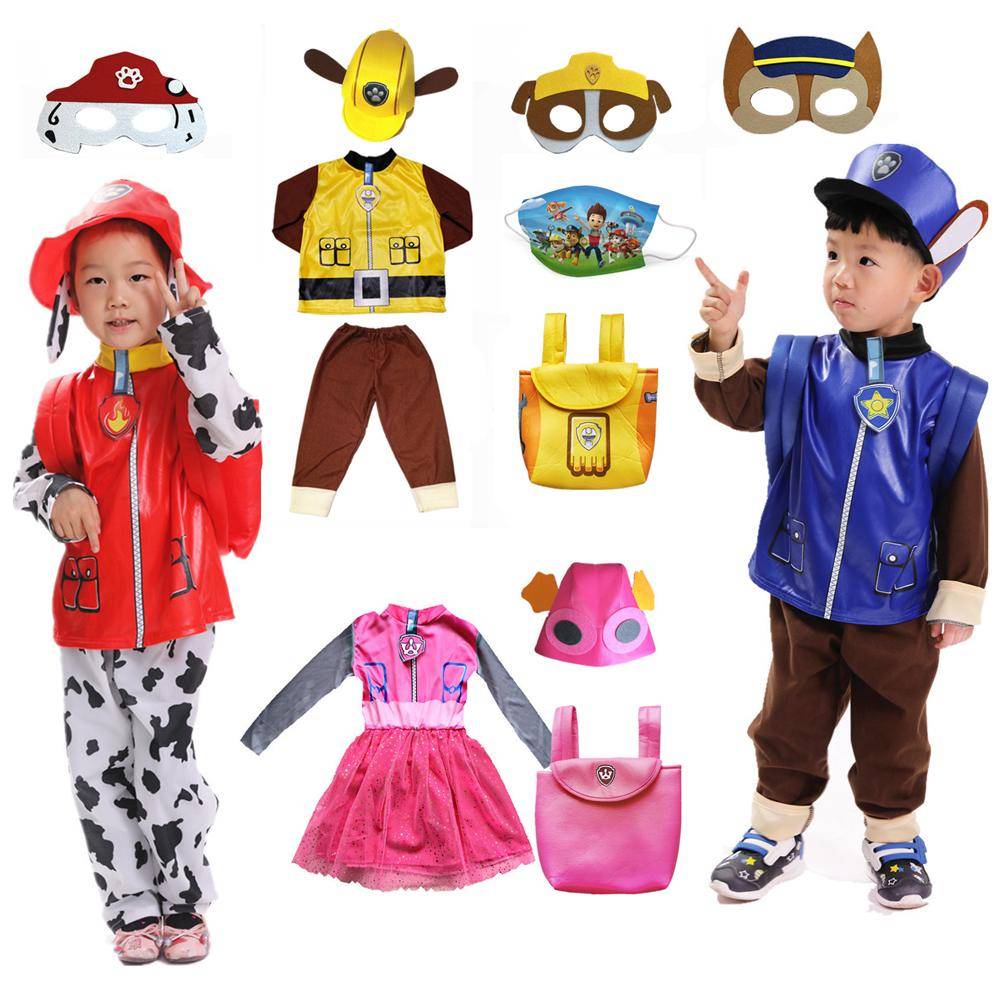 Anime Paw Patrol Barn Cosplay Kostym Marshall Chase Skye Zuma Rubble Barn Toppar Byxor Patrulluniform Halloweenkostym cm