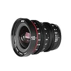 Meike 10 mm T2.2 stor bländare manuellt fokus låg distortion 6K Mini Prime Cine objektiv för Micro Four Thirds Mount kompatibel med Olympus Panasonic Lumix kameror och BMPCC 4K Zcam E2 GH5 GH6